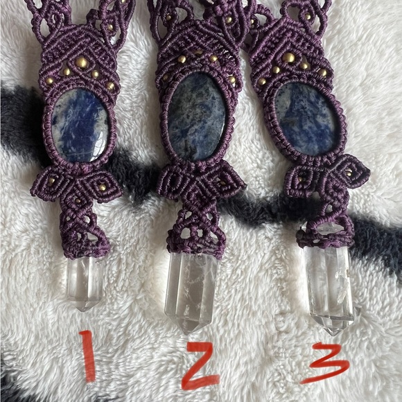 Sodalite + ST Quartz Hemp Necklace - Picture 2 of 6